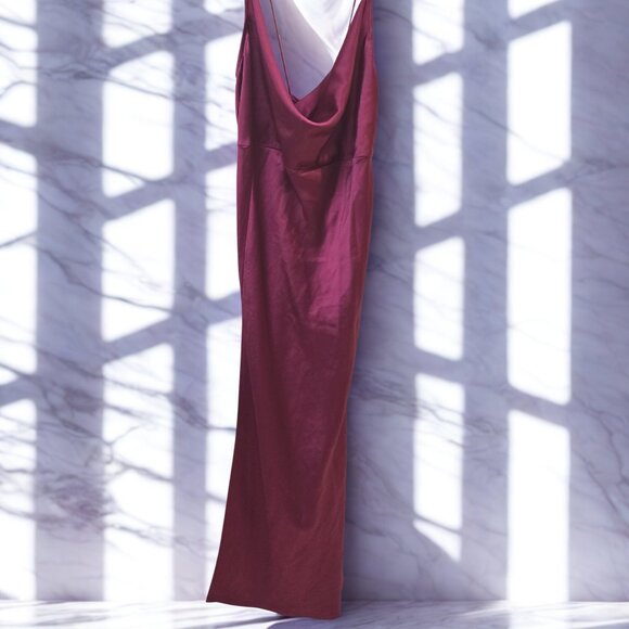 Maroon Slip Maxi Dress | Silky Feel | Elegant & Timeless Look 💋 - Picture 2 of 11